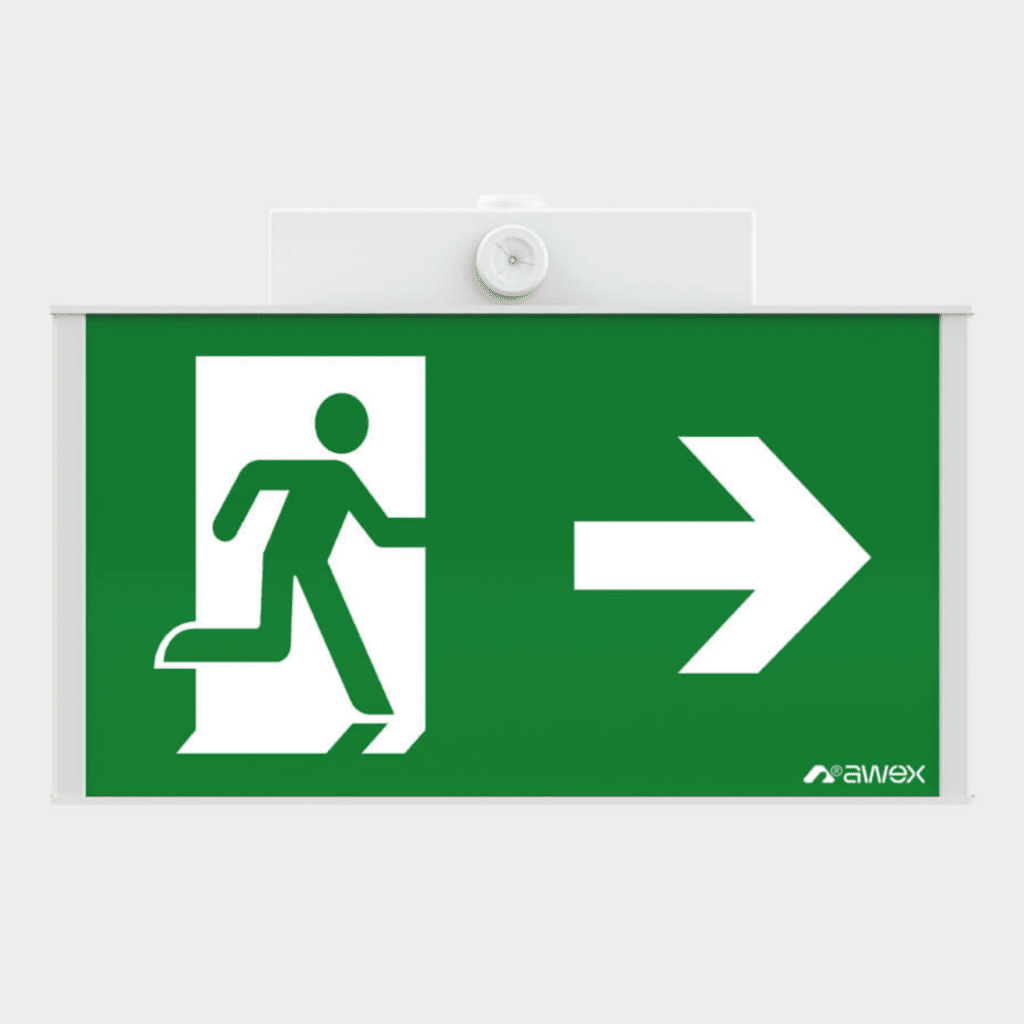 4-sidet flugtvejsskilt